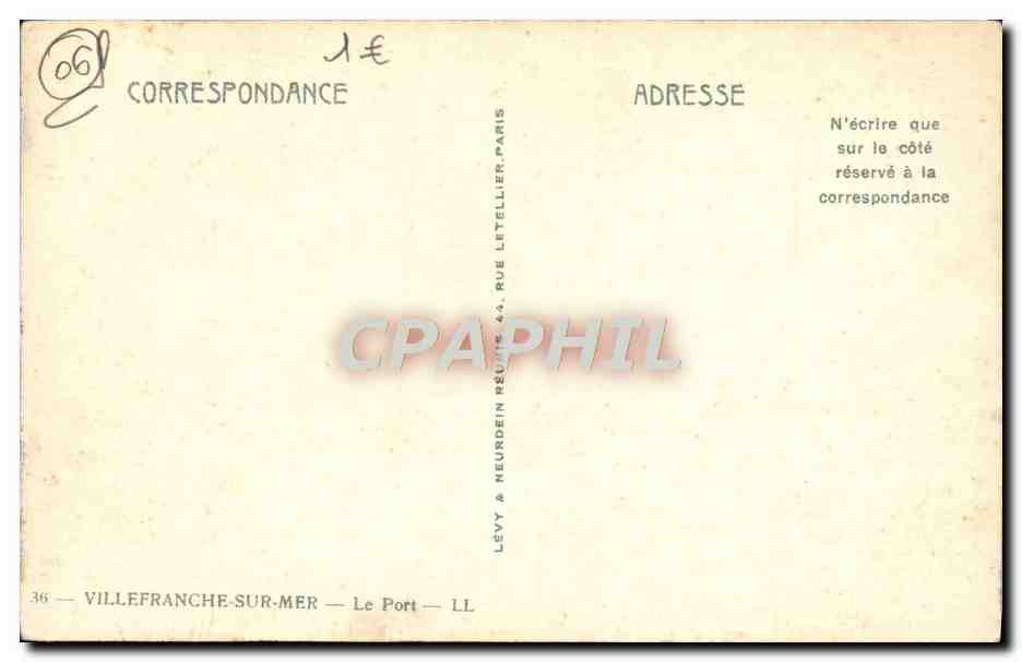 Villefranche-sur-Mer — Le Port — Éditeur Lévy & Neurdein — Reverso