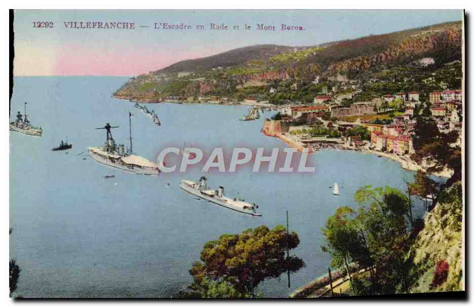 Vintage Postcard Villefranche L'Escadtre En Rade Et Le Mont Boron