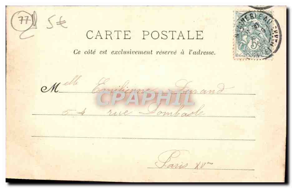 Forêt de Fontainebleau — Fontaine Sanguinède — A. Sirou, Verlag, Barbizon (S.-et-M.) — Rückseite