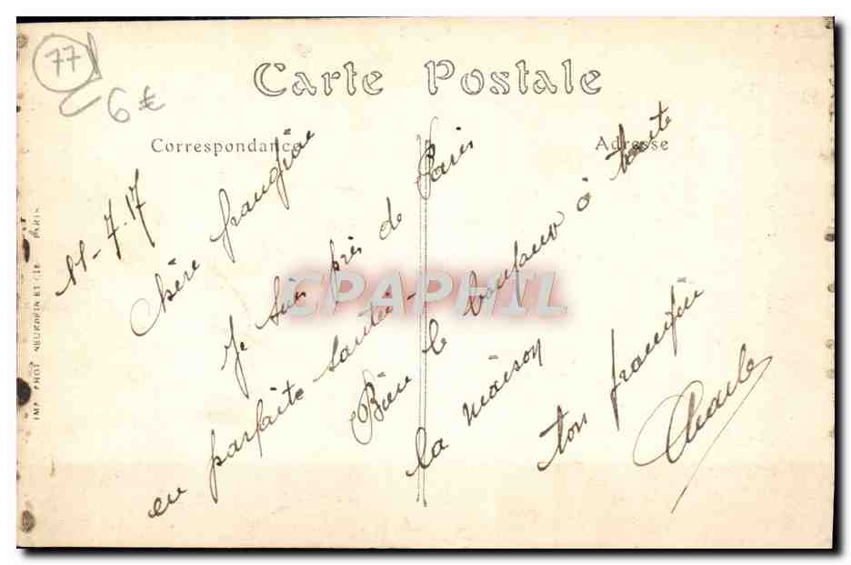 CPA Vaires Pres Du Pont — Rückseite