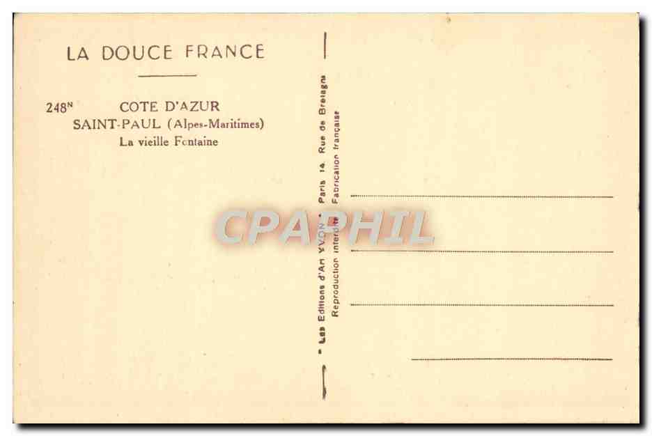 CPA Saint Paul La Vieille Fontaine — Rückseite