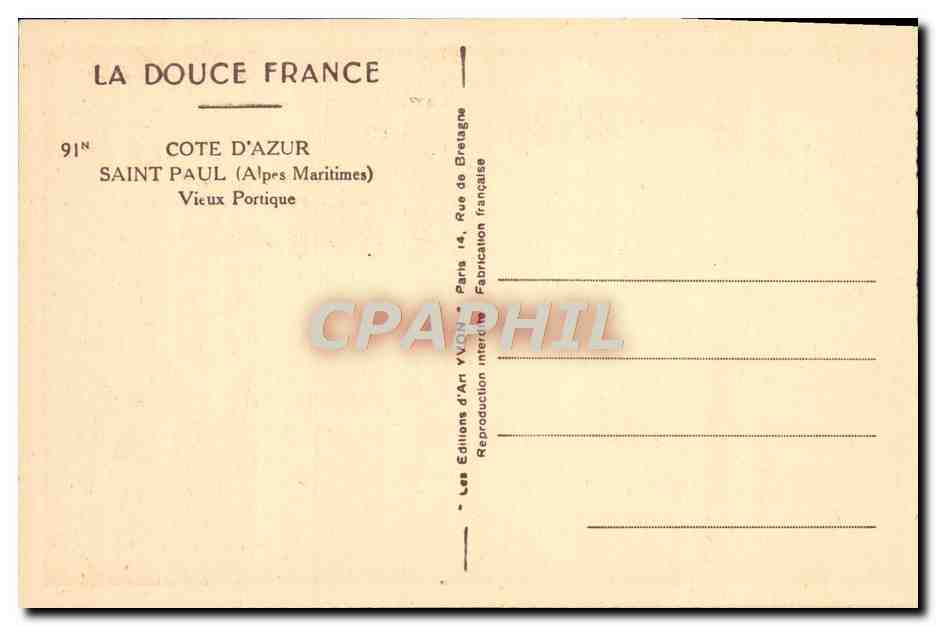CPA Saint Paul Vieux Portique — Rückseite