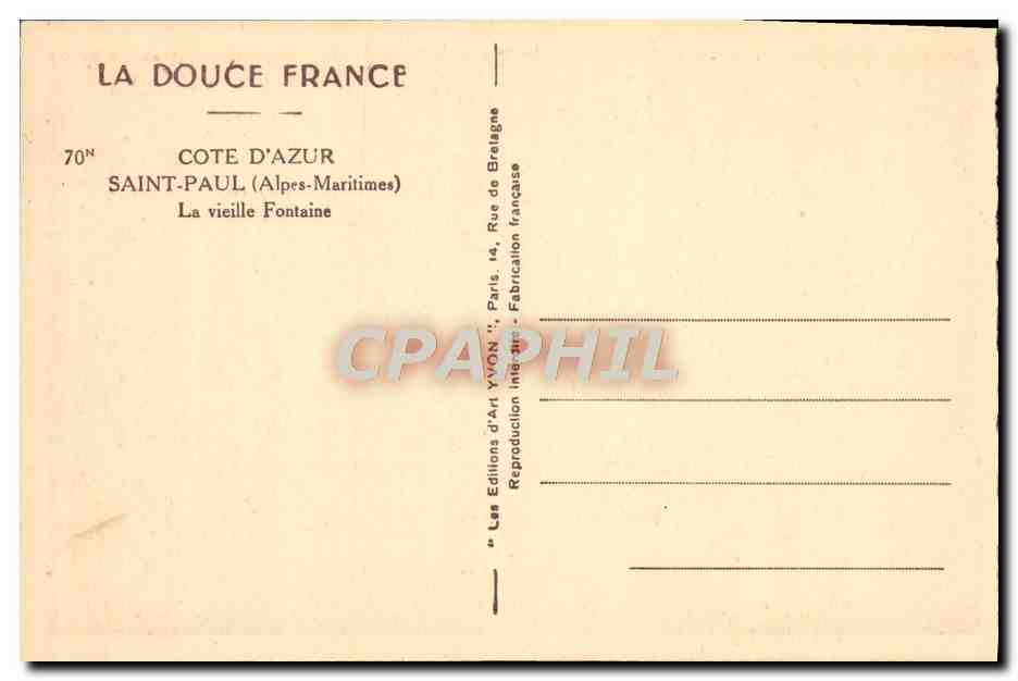 CPA Saint Paul La Vieille Fontaine — Rückseite