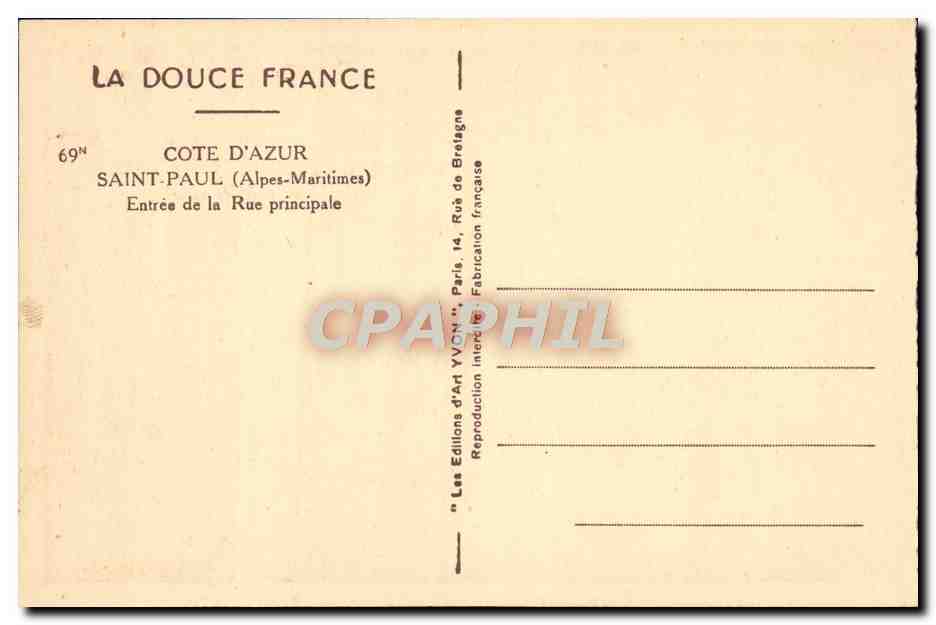 CPA Saint Paul Entree De La Rue Principale — Rückseite
