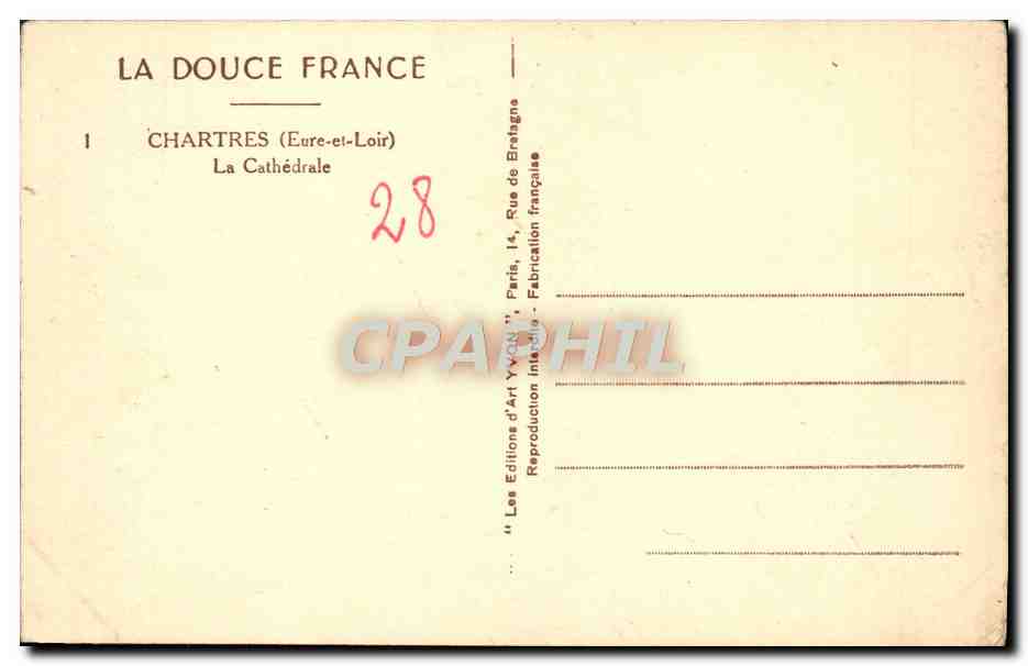 CPA Chartres La Cathedrale — Verso