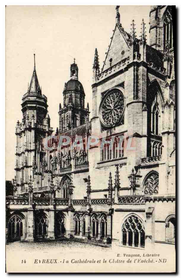 CPA Evreux La Cathedrale et le Cloitre de L'Eveche