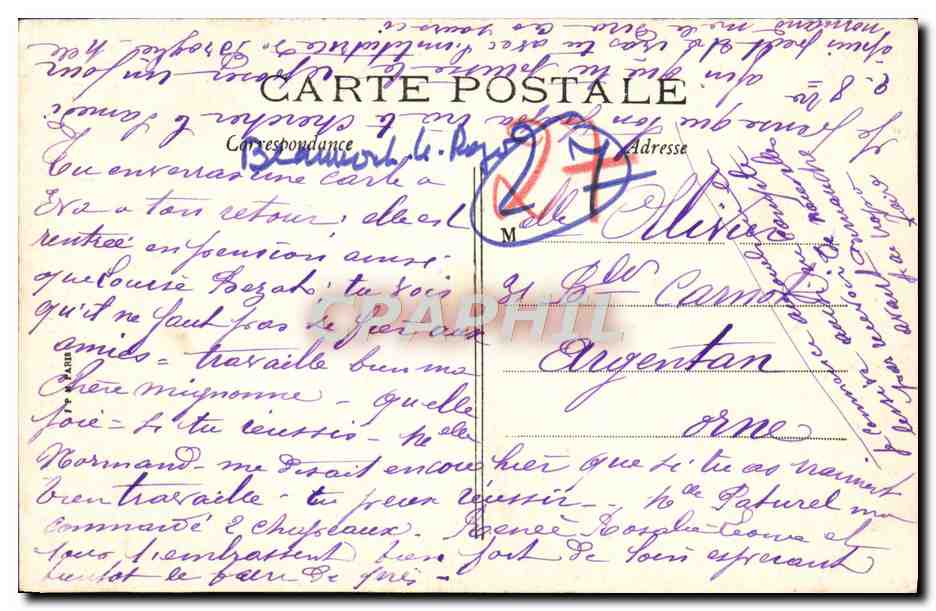 CPA Beaumont le Roger L'entree des Ruines — Rückseite