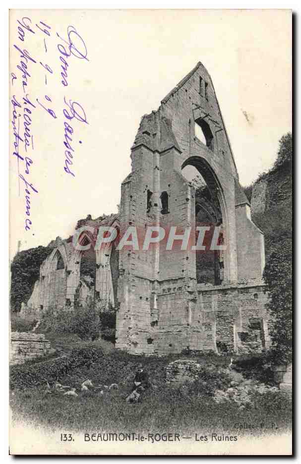 CPA Beaumont le Roger Les Ruines