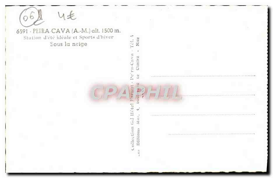 CPA Peira Cava Station d'ete ideale et Sports d'hievr Sous la neige  — Rückseite