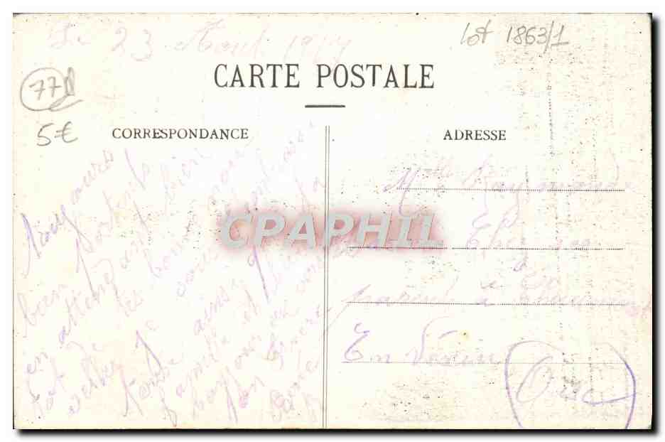La Ferté-Gaucher (S.-et-M.) — Les Grottes de la Pierre aux fées, dit-on, habitées aux temps de l'âge de pierre — M. Rousseau, imp.-édit. — Verso