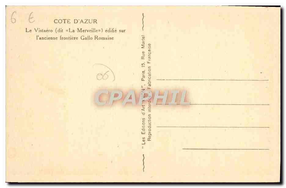 CPA La Vistaero edifie sur l'ancienne frontiere gallo romaine  — Verso