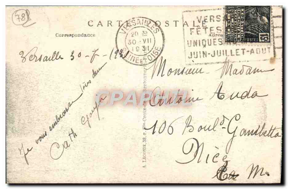 Versailles — Le Parc - Le Bassin de Neptune et les Grandes Eaux — A.P. — Verso