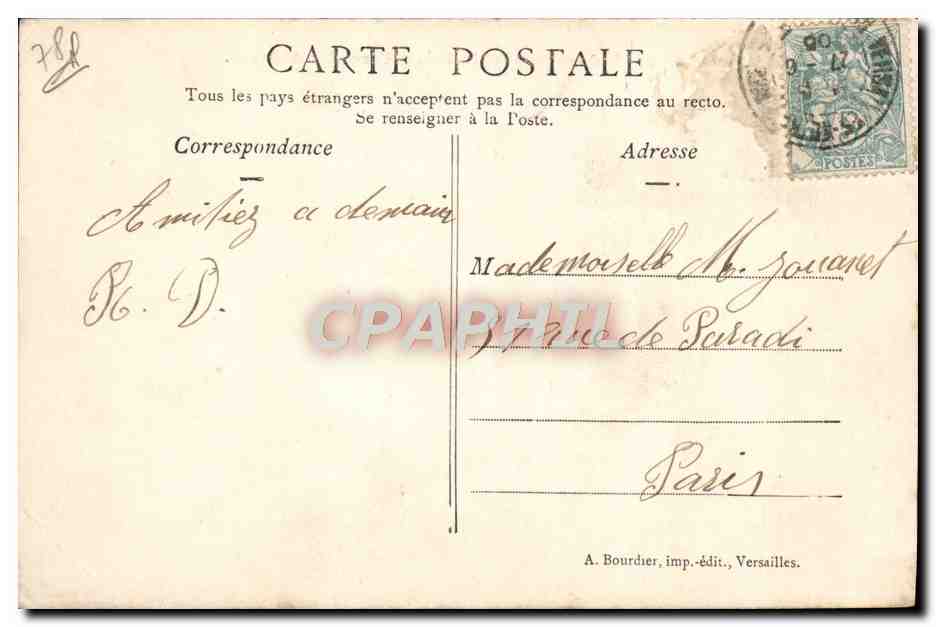 CPA Versailles L'Orangerie et la Piece d'eau des Suisses — Verso