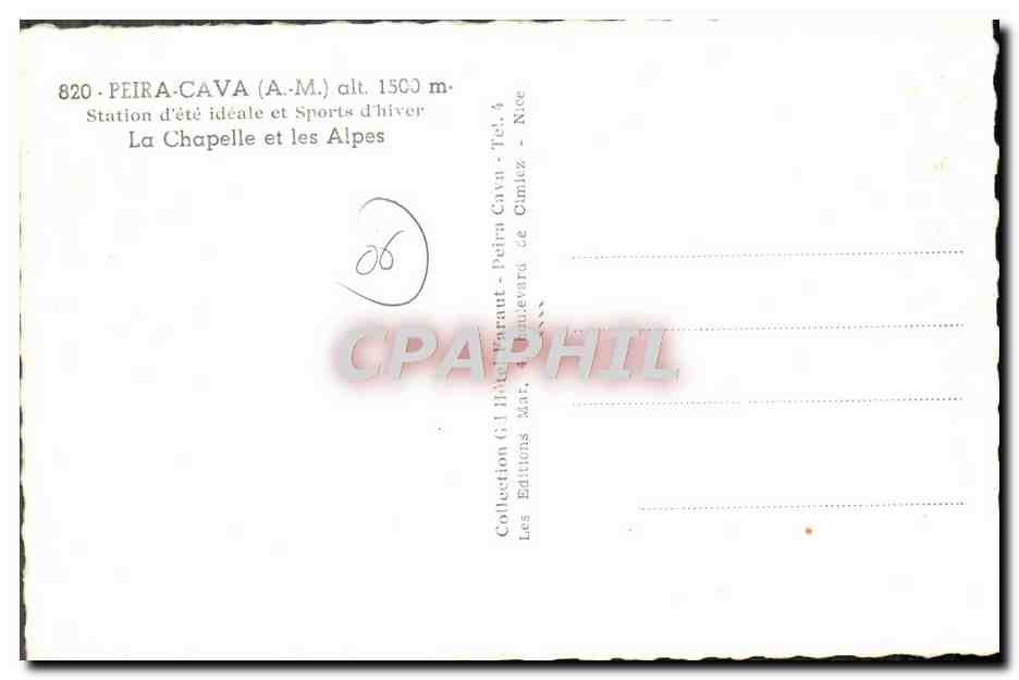 CPM Peira Cava La chapelle et les Alpes — Rückseite