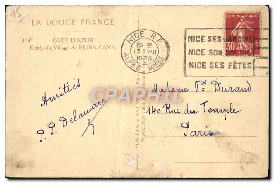 CPA Peira Cava sports d'Hiver Entree du village — Rückseite