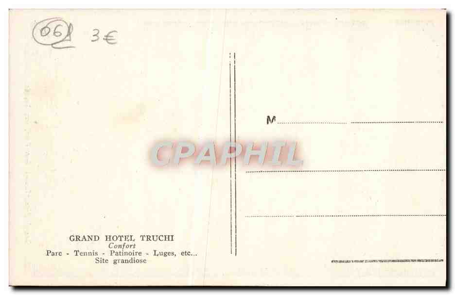 CPA Peira Cava Grand Hotel Truchi Son parc son tennis  — Rückseite