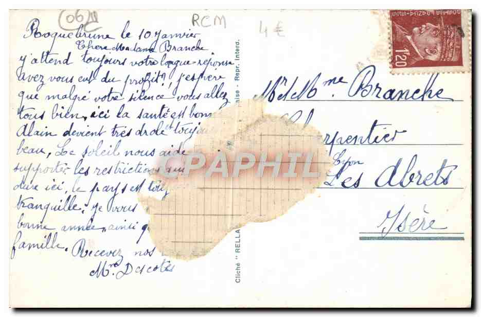 CPA La Principaute de Monaco Vue De Roquebrune — Verso