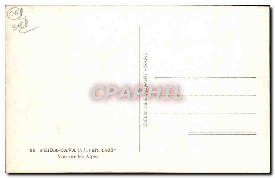 CPA Peira Cava Vue Sur les Alpes — Verso