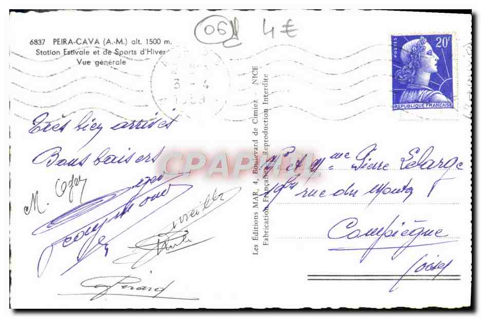 CPM Peira Cava Station Estivale et de Sports d'Hiver Vue generale  — Rückseite
