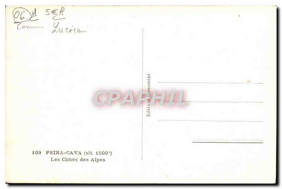 CPA Peira Cava Les Cimes des Alpes — Rückseite