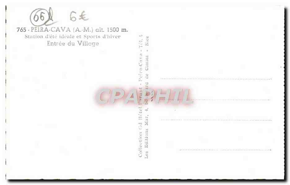 CPA Peira Cava Entree du village — Rückseite