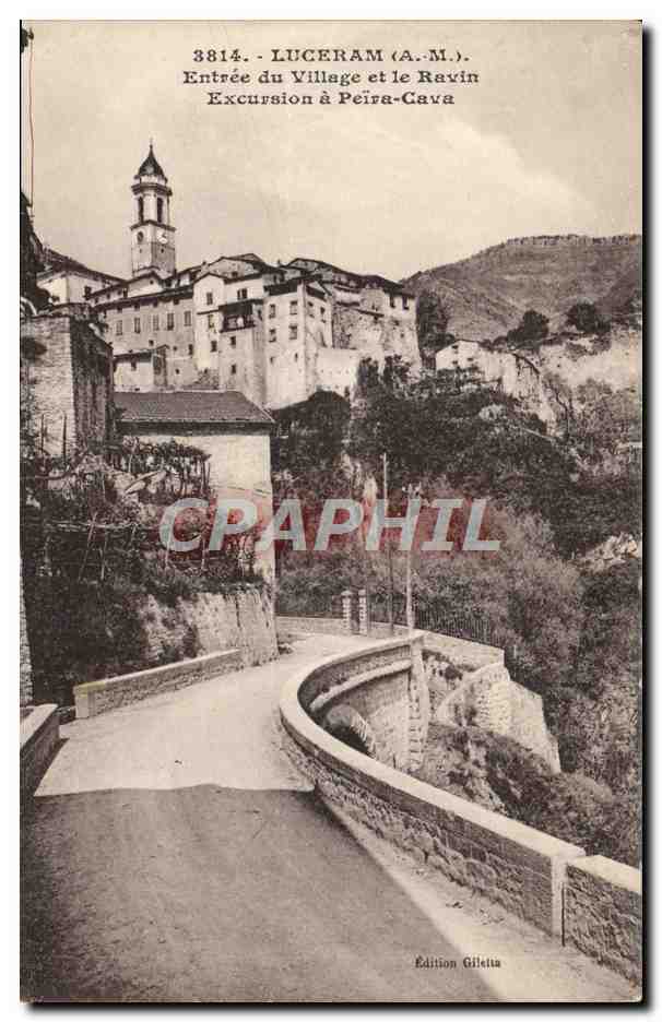 CPA Luceram Entree du Village et le Ravin Excursion a Peira Cava