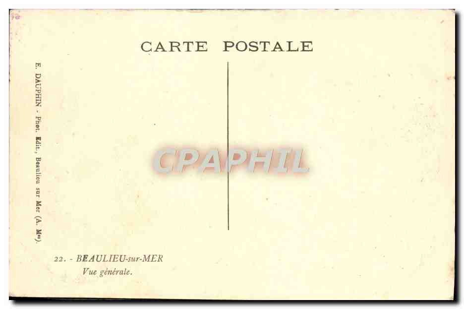 CPA Beaulieu Sur Mer — Rückseite