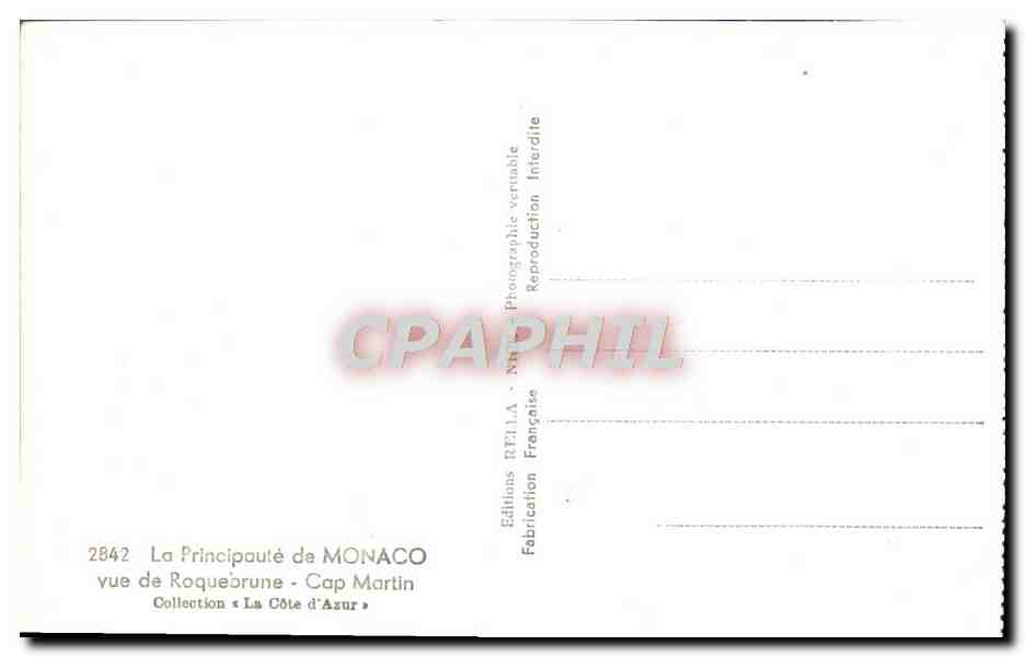 CPA La principaute de Monaco vue de Roqeubrune Cap Martin — Rückseite