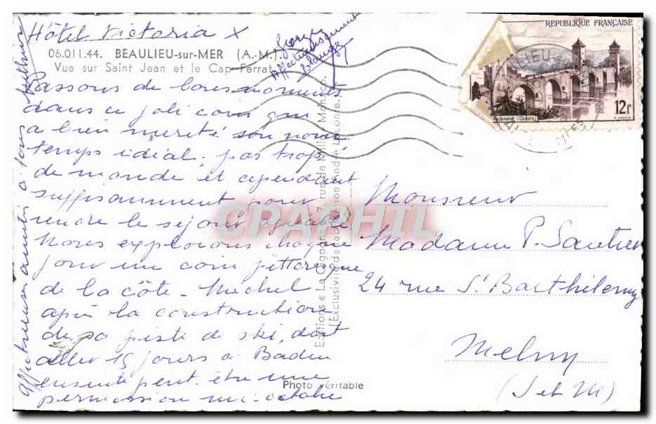 CPA Beaulieu Sur Mer Vue sur Saint Jean et le Cap Ferrat — Rückseite