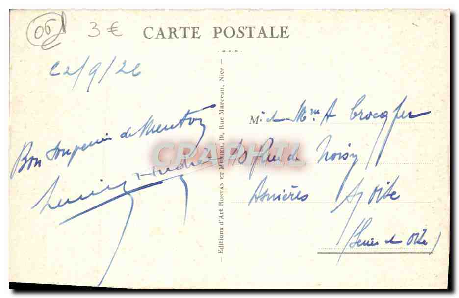 CPA Menton Cap Martin Le Grand Hotel Au loin monte Carlo Monaco  — Rückseite