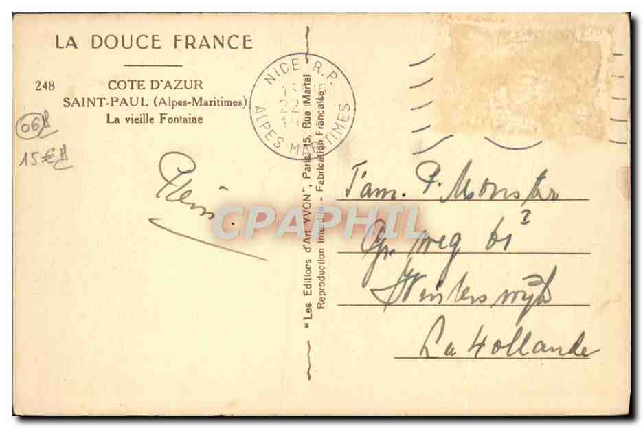 CPA Saint Paul La vieille fontaine — Rückseite