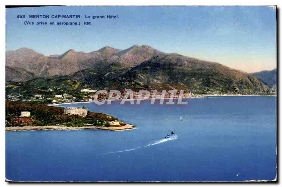CPA Menton Cap Martin Le Grand Hotel Vue prise en aeroplane
