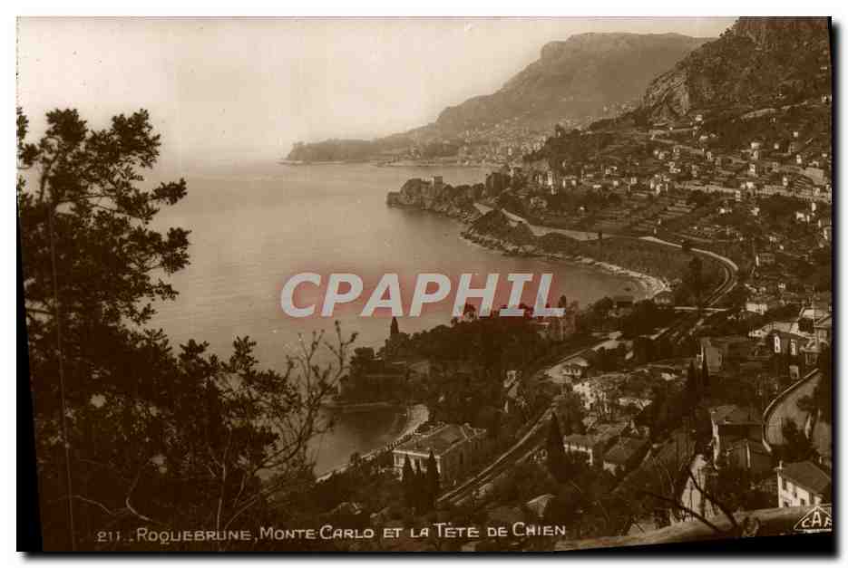 CPA Roquebrune Monte Carlo et la tete de chien