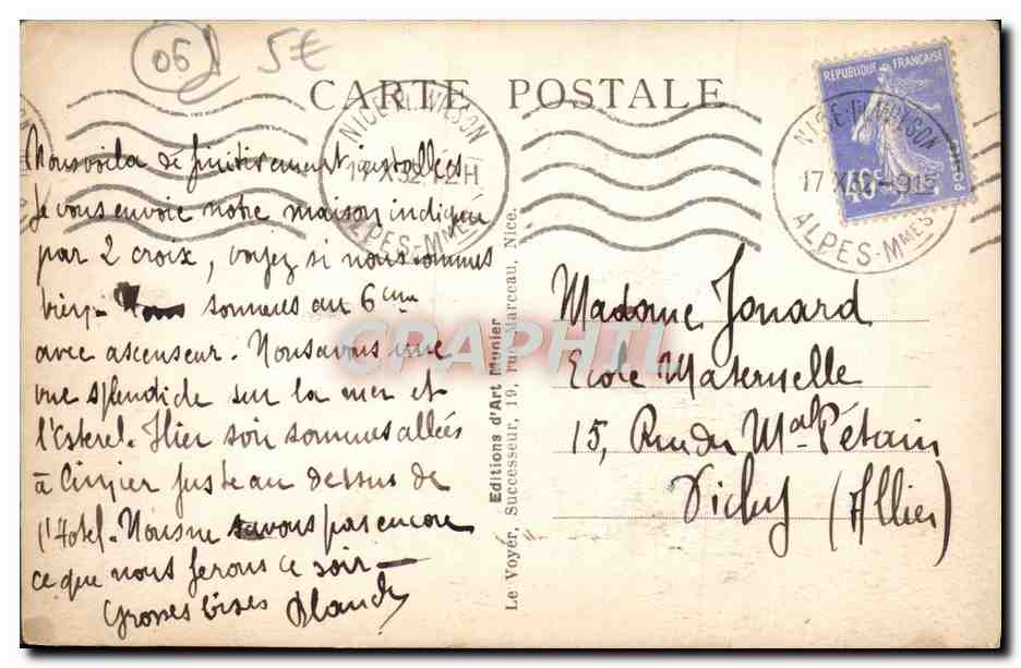 CPA Nice Les Ponchettes et le Chateau Bateaux — Rückseite