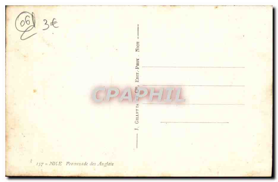 CPA Nice Promenade des Anglais  — Verso