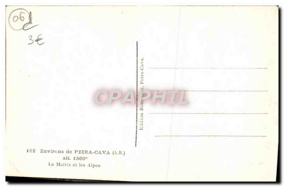 CPA Peira Cava Environs de La Mairis et les Alpes — Rückseite