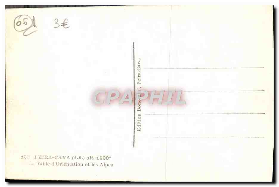 CPA Peira Cava la table d'orientation et les Alpes — Rückseite