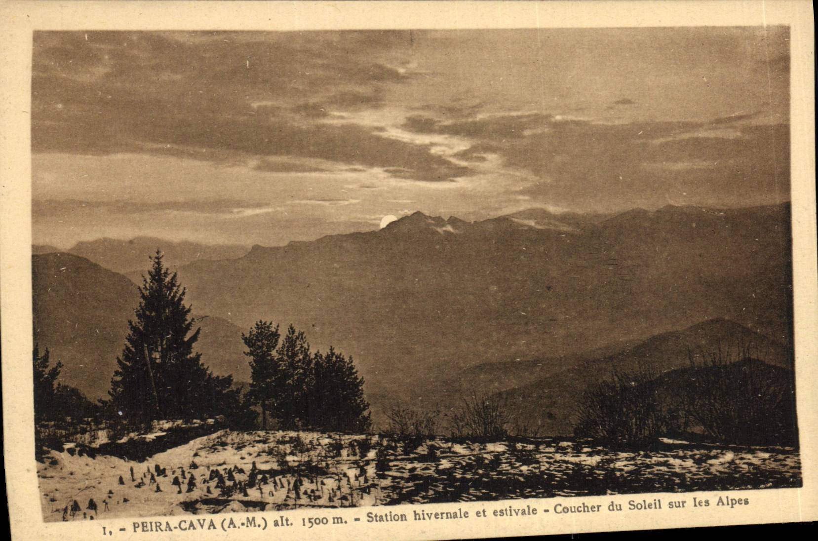 CPA Peira Cava Station Hivernale et estivale Coucher de soleil sur les Alpes