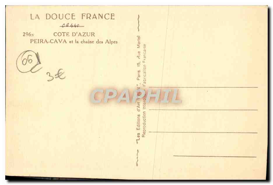 CPA Peira Cava et la chaine des Alpes — Rückseite