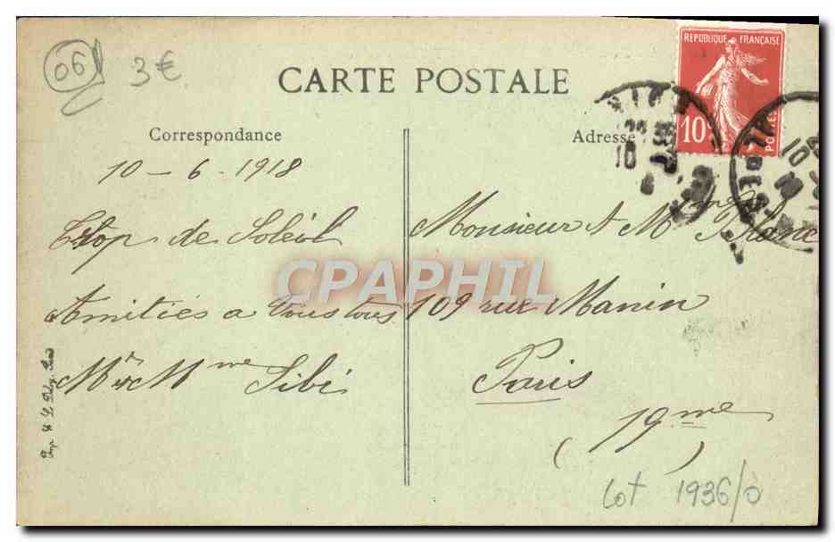 CPA Nice Groupe de Palmiers au Jardin Public — Rückseite