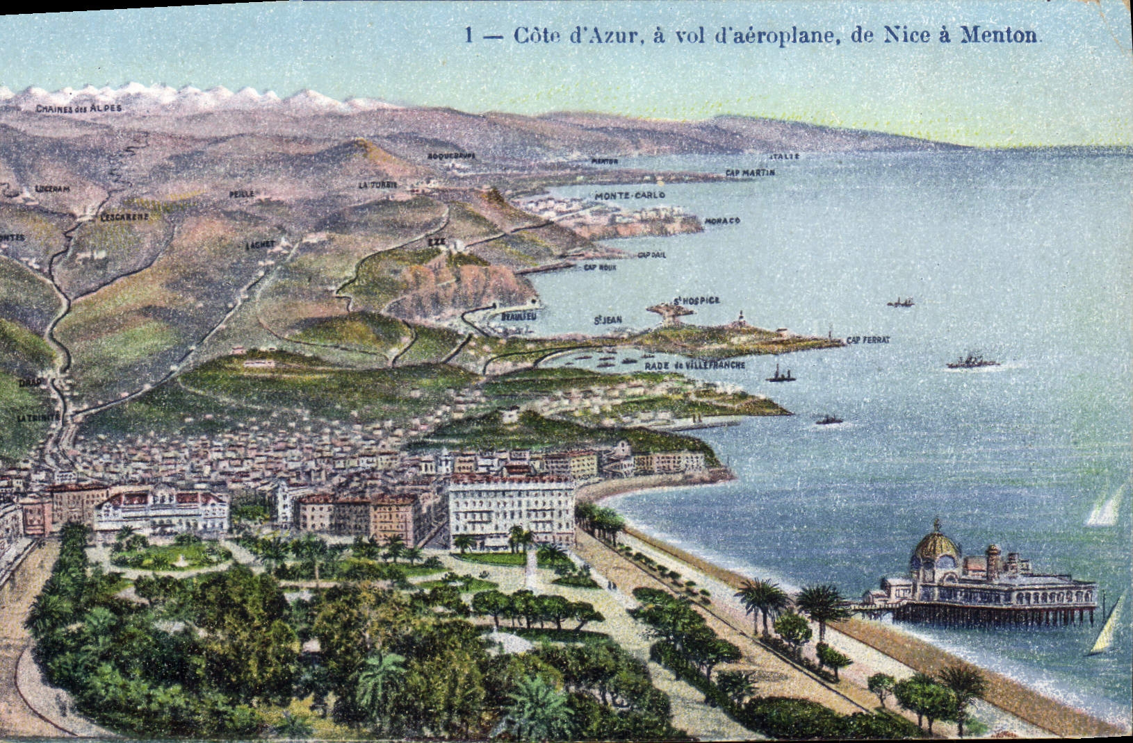 CPA Nice a Menton A vol d'aeroplane