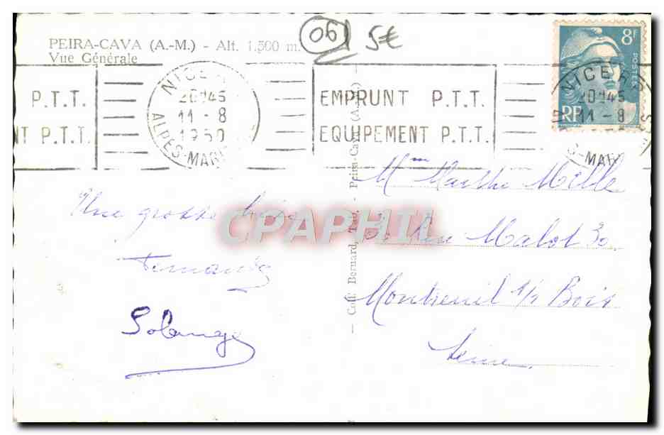 CPA Peira Cava Vue Generale — Rückseite