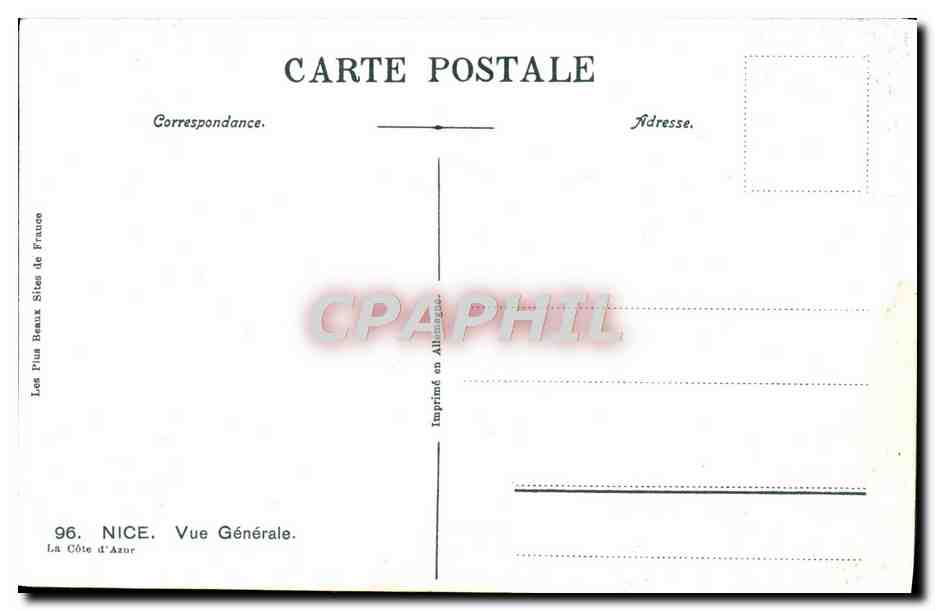 CPA Nice Vue Generale — Back