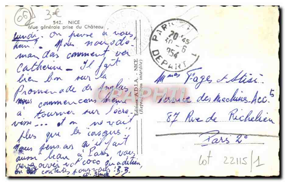 CPM Nice Vue Generale Prise du Chateau — Verso
