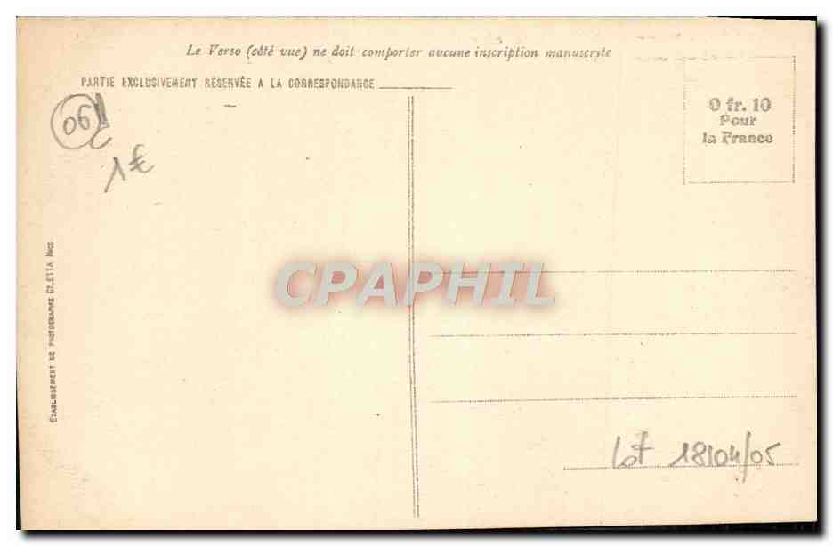 CPA Nice Monument du Centenaire et Jardin Albert 1er — Rückseite