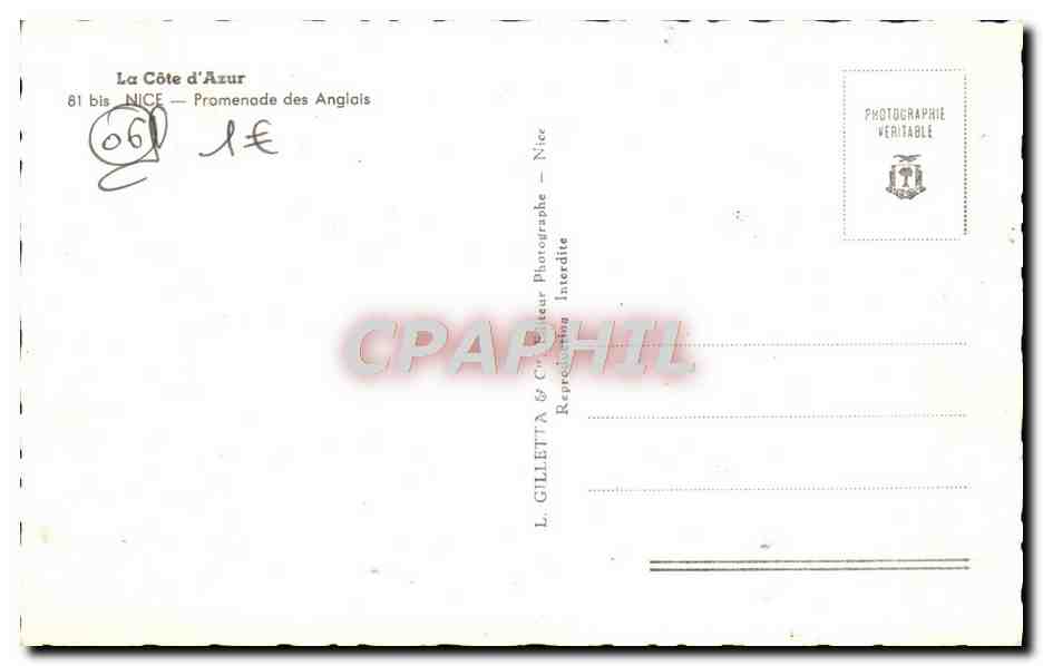 CPM Nice Promenade des Anglais Bateau — Verso