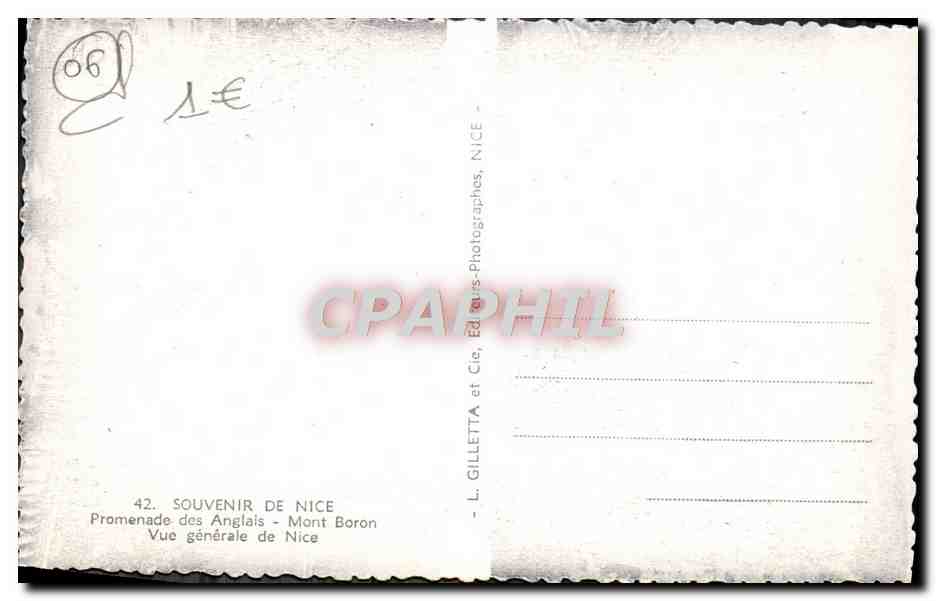 CPA Nice La Promenade Des Anglais Mont Boron Vue generale de Nice — Verso