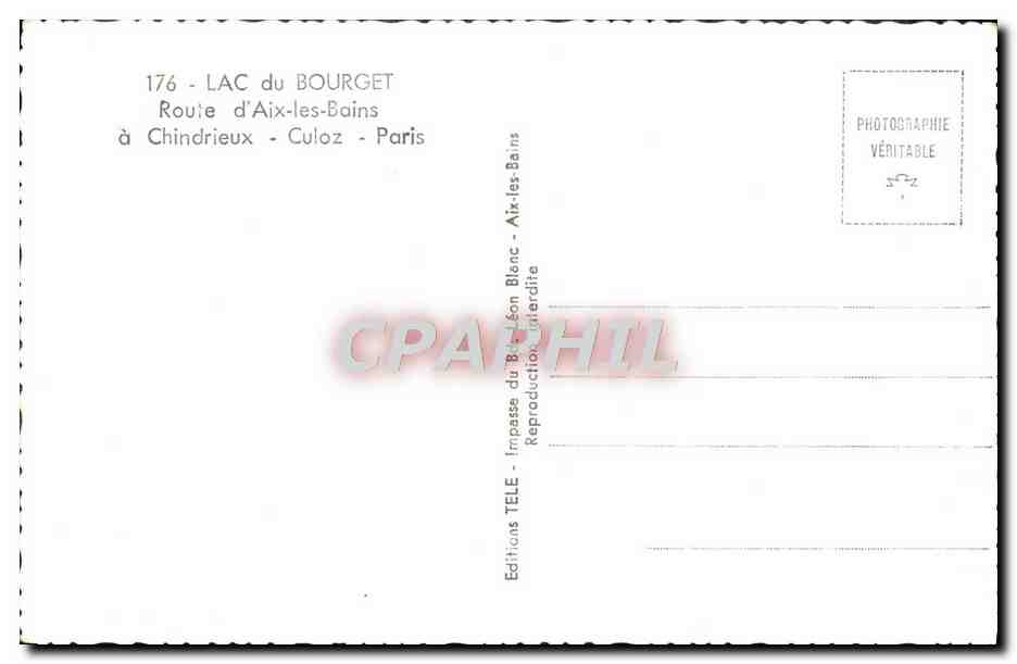 CPM Lac du Bourget Route d'Aix Les Bains a Chindrieux Culoz Paris — Rückseite
