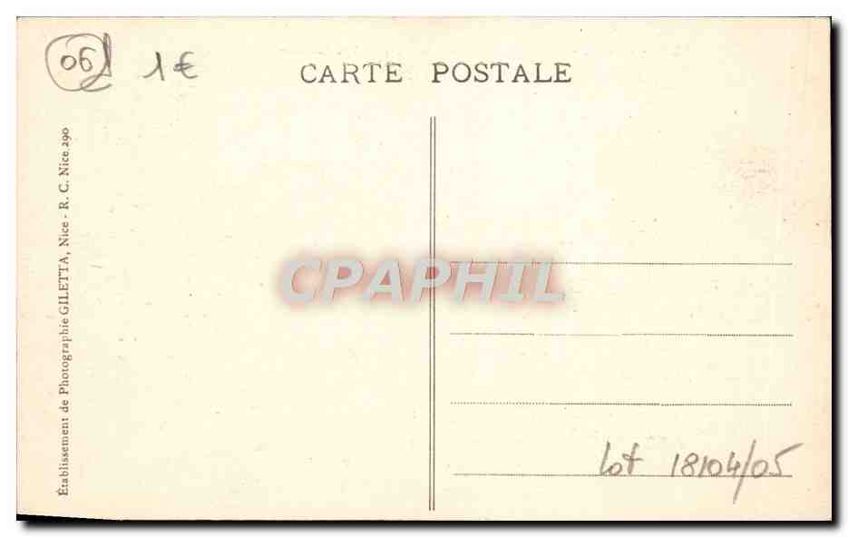 CPA Nice Palais de la Jetee et Promenade des Anglais — Verso