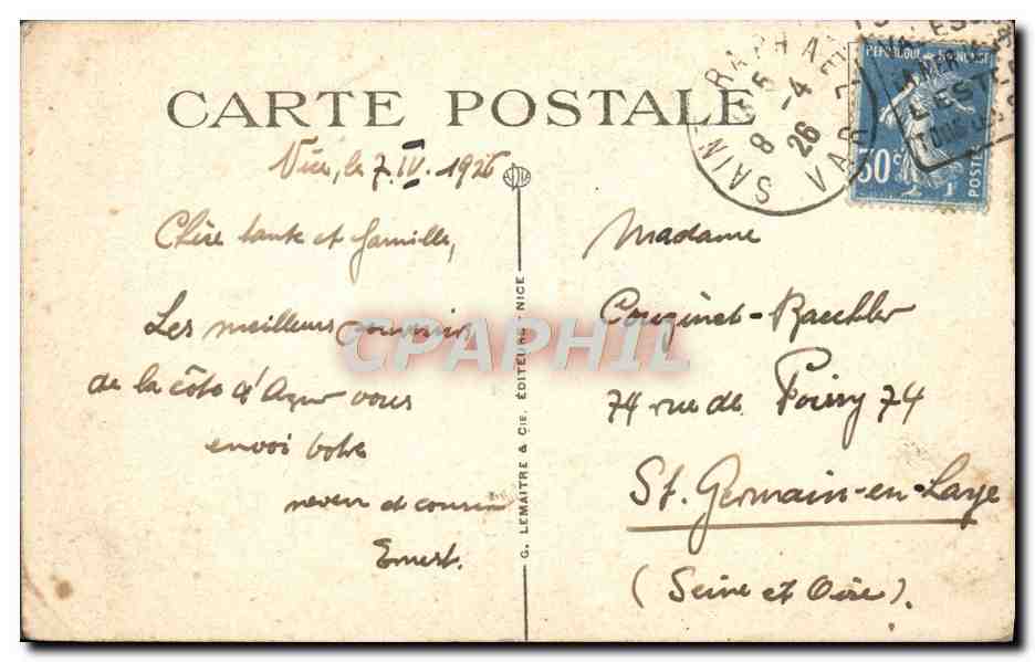 CPA Beaulieu Sur mer Vue Generale — Rückseite